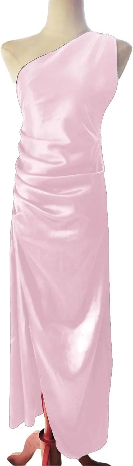 Вечернее платье с открытыми плечами и разрезом, Pink — фото 4