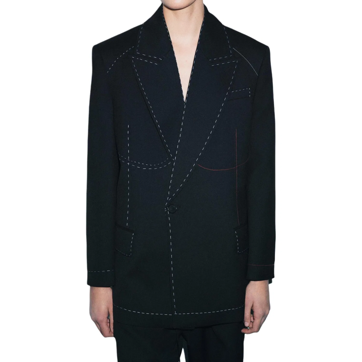 Женский деловой костюм с пиковым лацканом Black ZARA, черный — фото 4