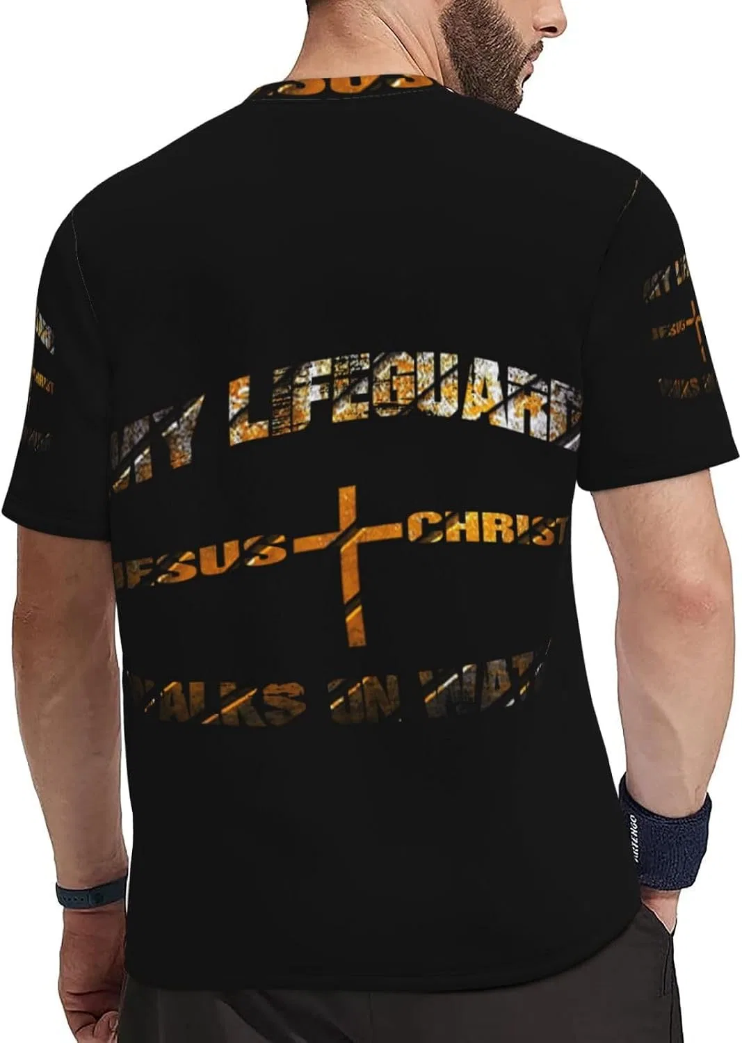 Мужская быстросохнущая футболка из сетки, Vintage Religious Christian Faith Jesus Christ2 — фото 4