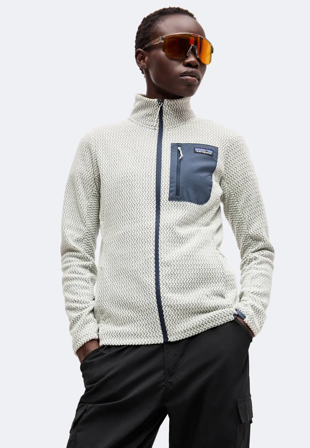 Куртка R1 air - флисовая Patagonia, Birch White — фото 4