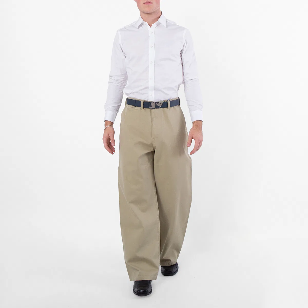 Брюки из хлопка с широкими штанинами Cotton Wide-Leg Trousers Burberry, Hunter — фото 3
