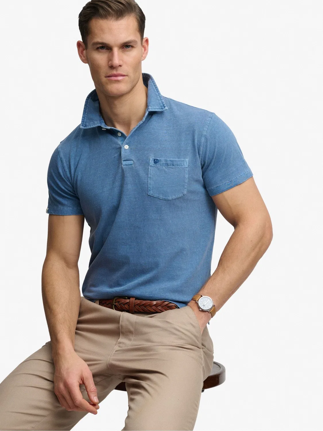Поло Superdry Classic Cotton Linen, синий