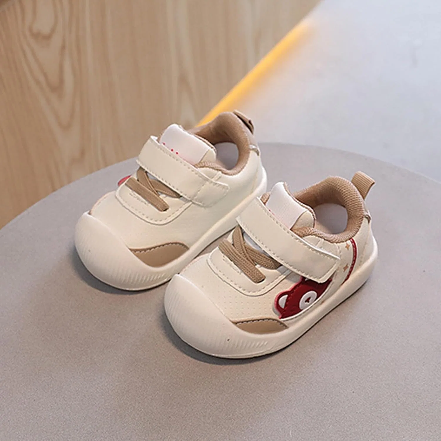 Детские кроссовки для мальчиков с принтом животных First Walking Shoes, Khaki — фото 2