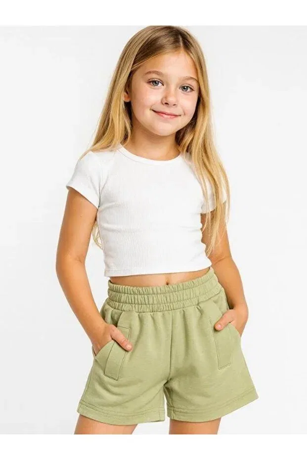 Детские шорты для девочек хлопковые Zekids, Green — фото 3