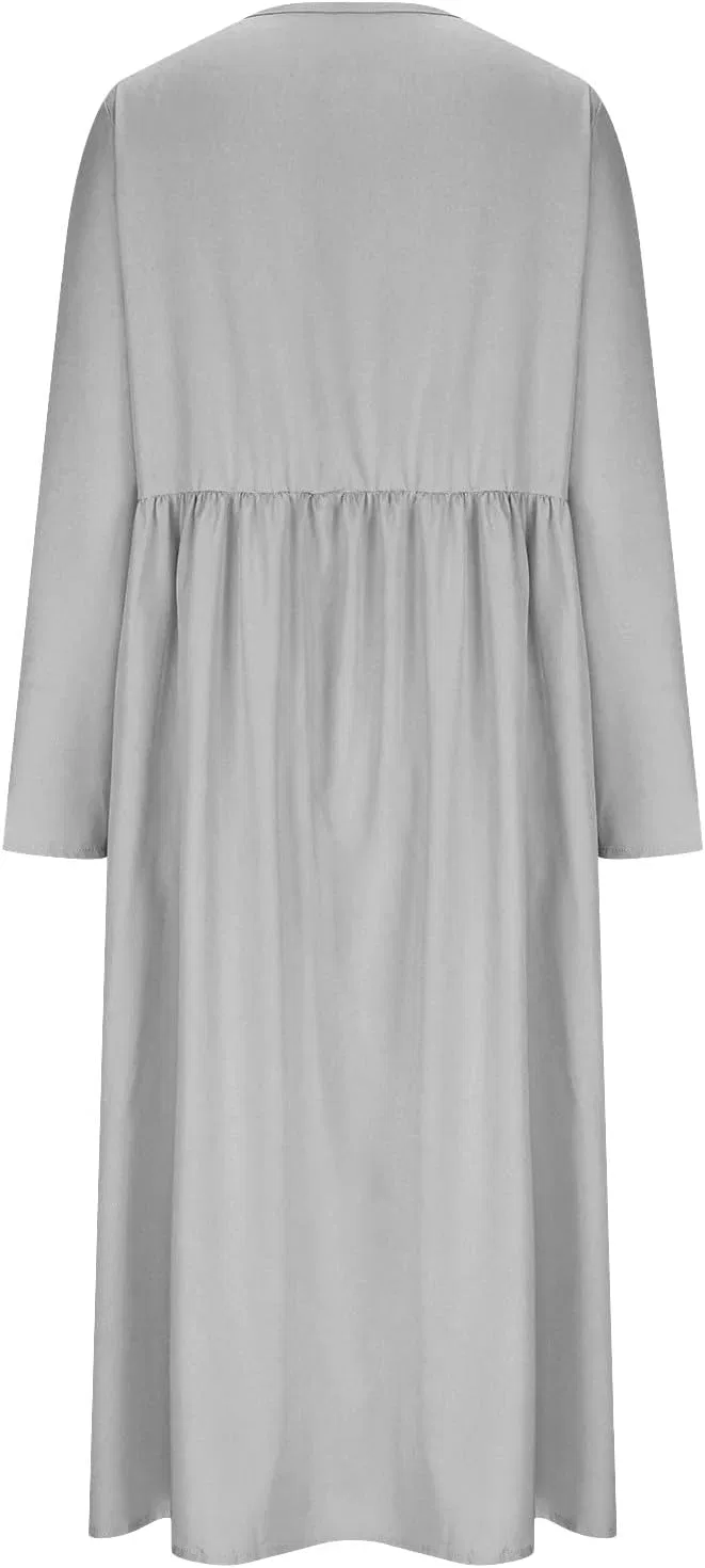 Женское винтажное платье макси с воланами из хлопка и льна, 1c-grey — фото 4