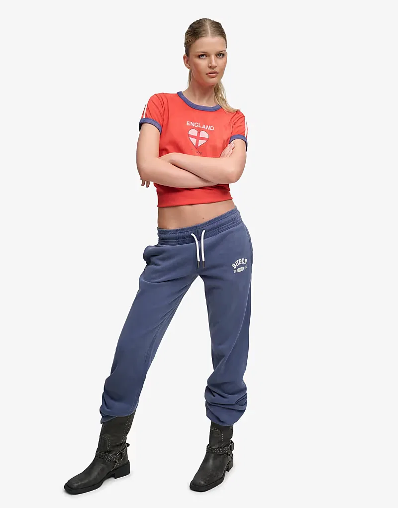 Футболка Superdry Athletic в полоску с изображением футбольного мяча, английской футбольной команды (красный)