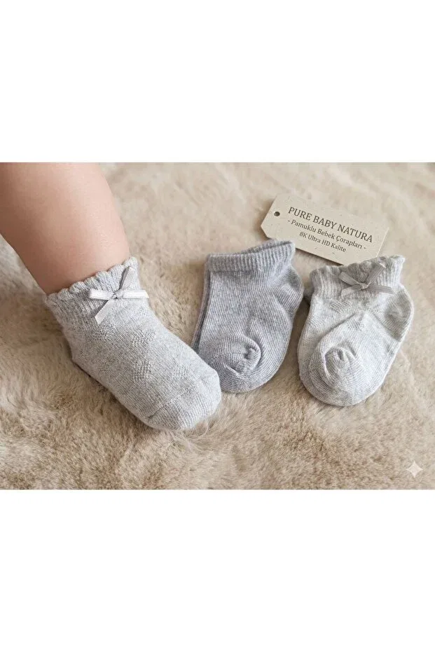 Детские носки для девочек хлопковые 3-pack Petite Pure Baby Natura, Gray