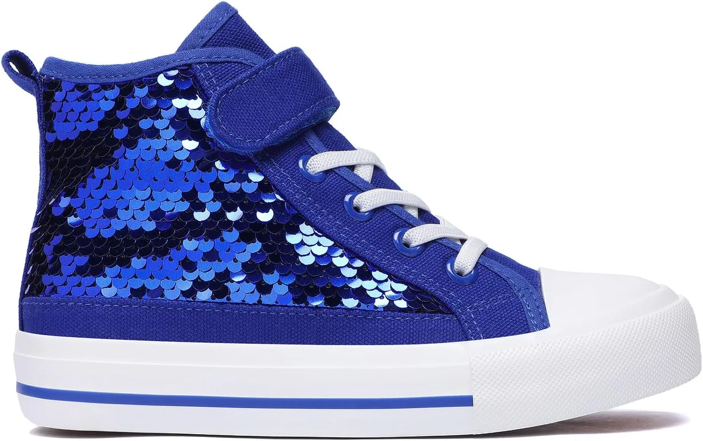 Детские кеды с блестками на шнуровке Zoroadke, Royal Blue Sequins — фото 3