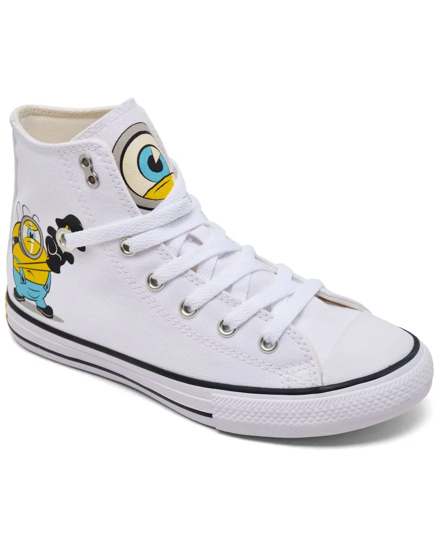 Детские кеды с принтом Minions Converse Chuck Taylor All Star High Top, White Yellow