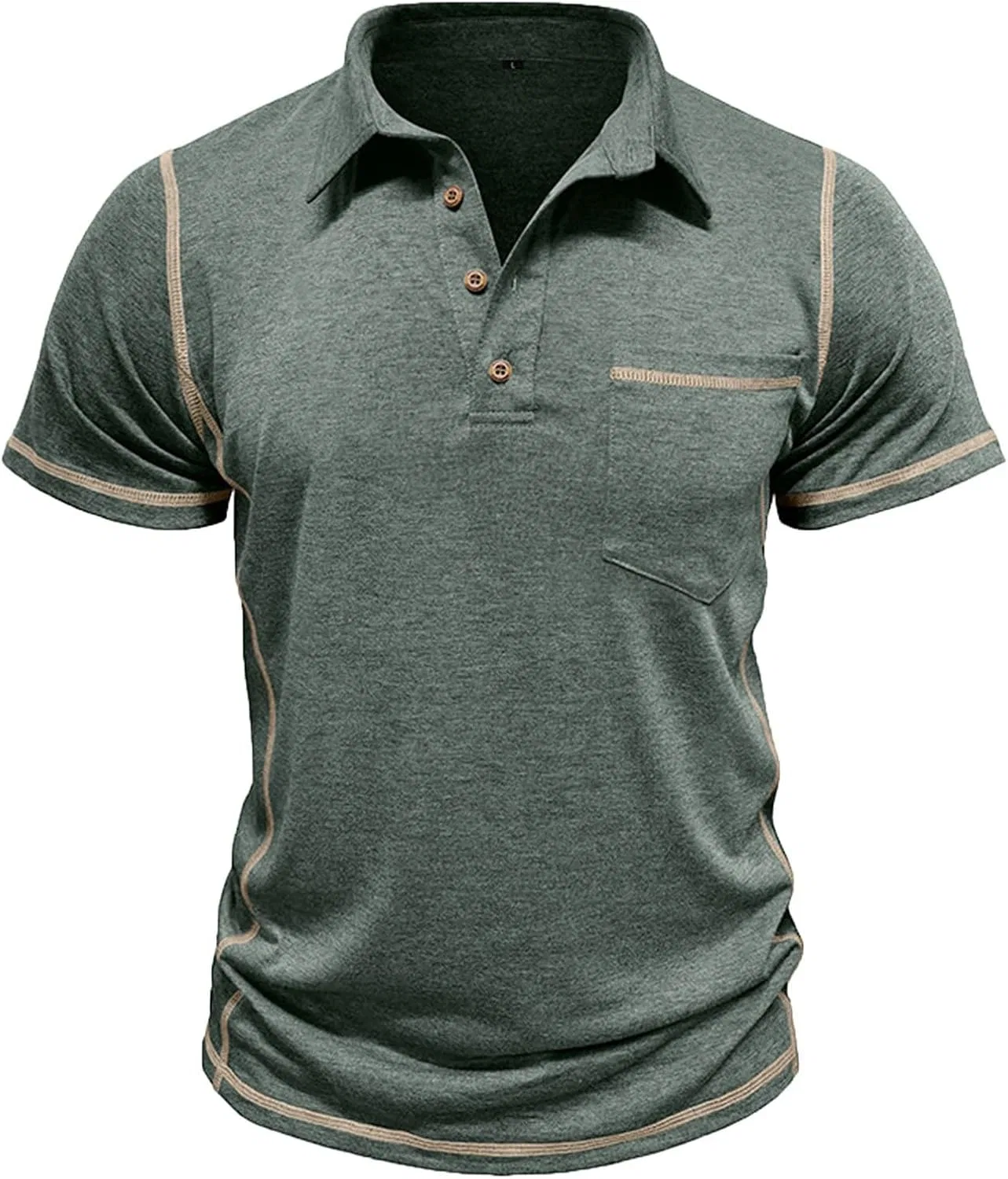 Мужская футболка поло спортивная Athletic Golf T-Shirts, Green — фото 2