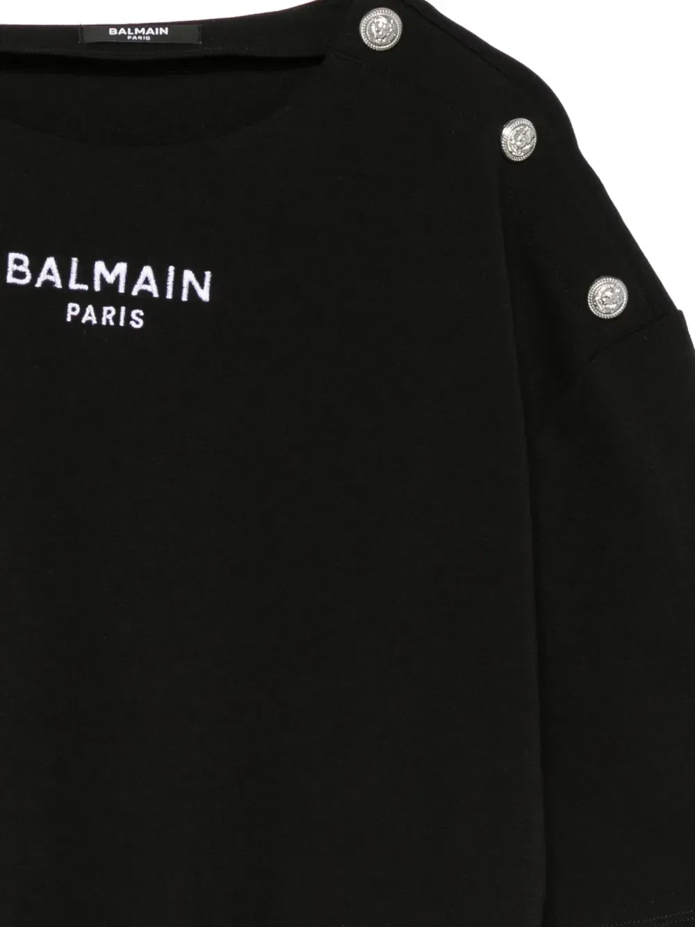 Платье с логотипом и пуговицами Balmain Kids, черный — фото 3