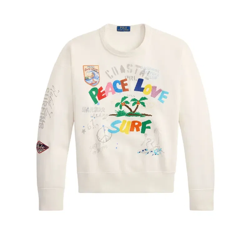 Свитшот с длинными рукавами Polo Ralph Lauren, кремовый