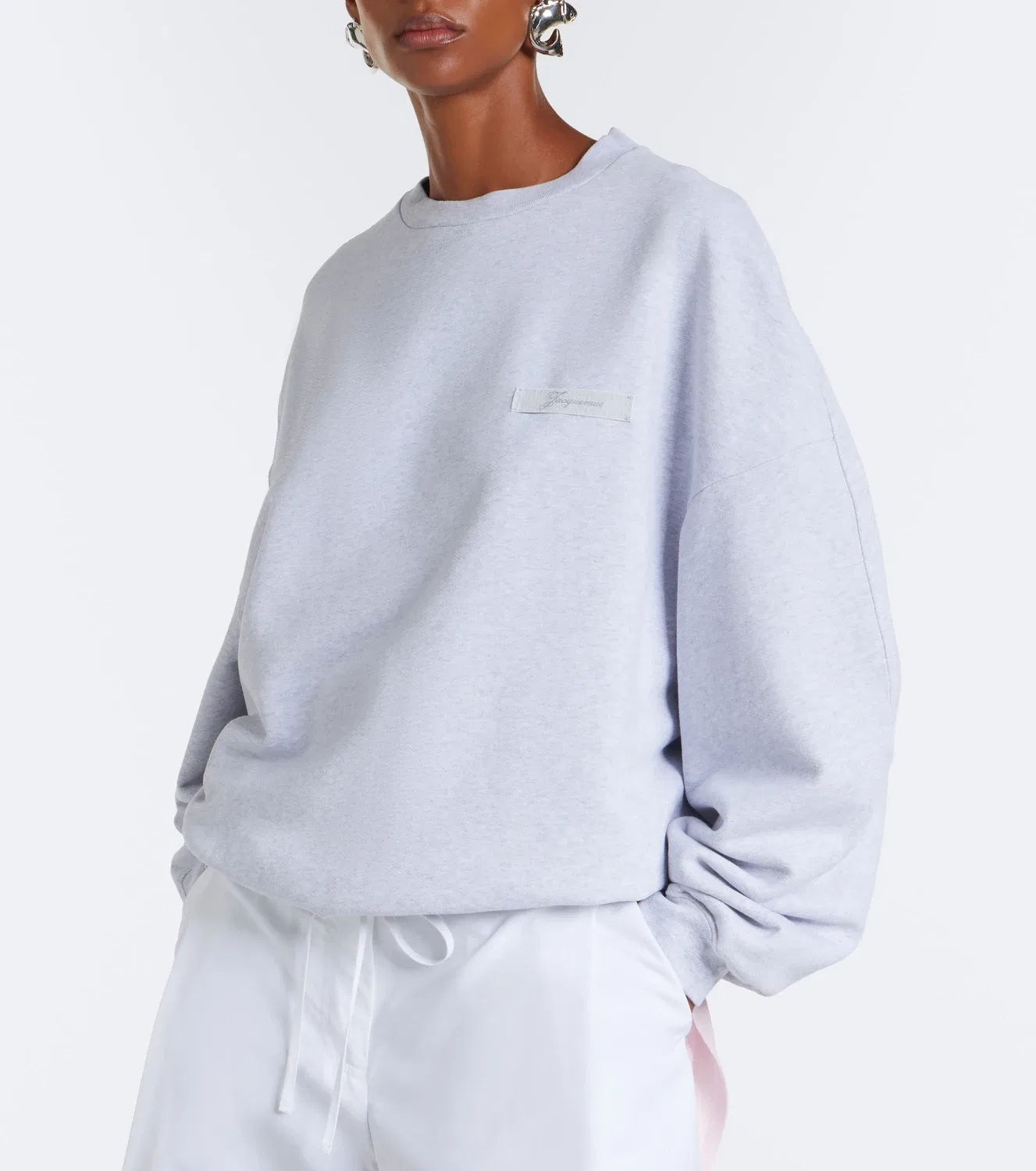 Свитшот хлопковый с принтом Ruban Jacquemus, серый — фото 2