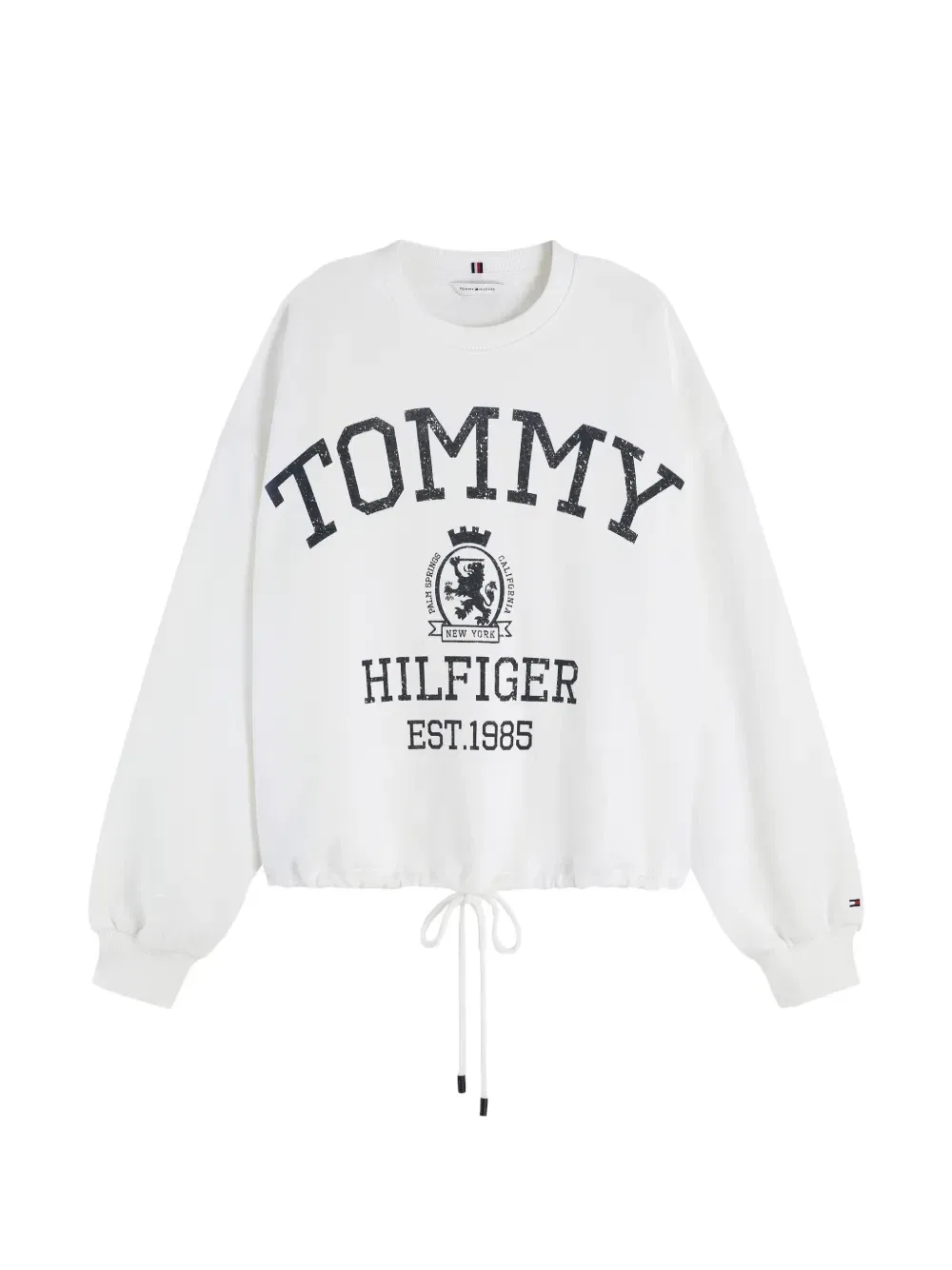 Свитер с кулиской по низу и принтом в виде герба Tommy Hilfiger, белый
