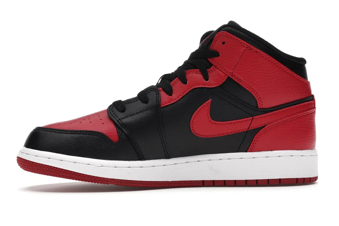 Детские кроссовки Lifestyle с высоким берцем Jordan 1 Mid Banned Jordan, Black/Gym Red-White — фото 3