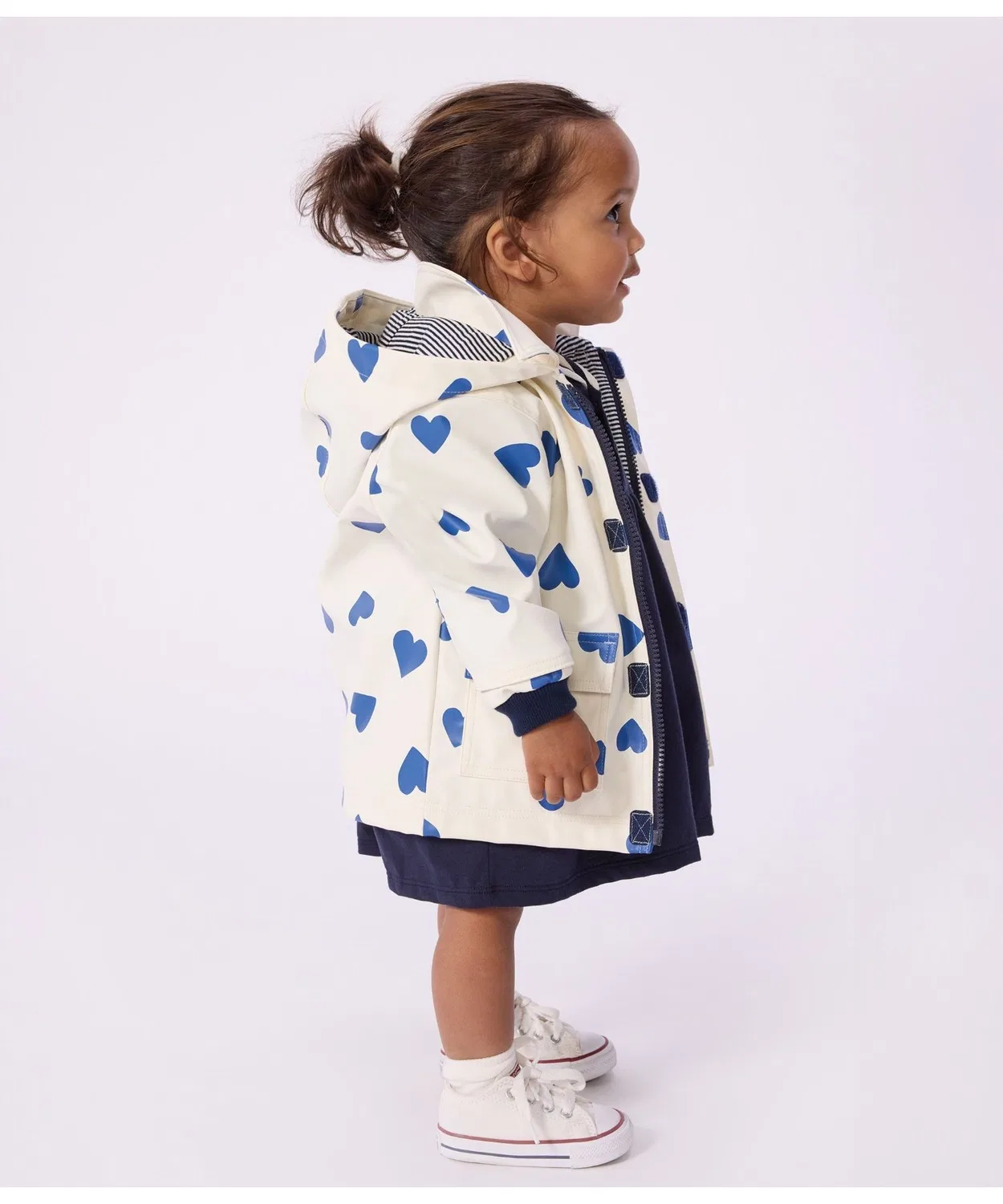 Детская куртка-парка с принтом Heart Print Yacht Parka PETIT BATEAU, White/Blue — фото 4