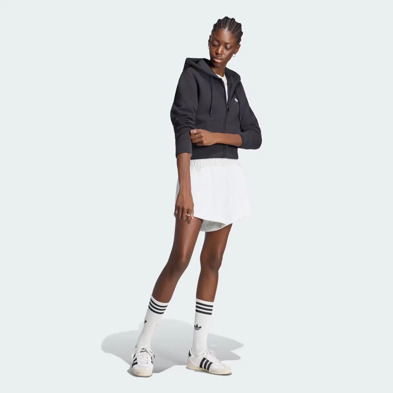 Женские шорты свободного кроя Adidas Originals, светло-серый меланж — фото 3