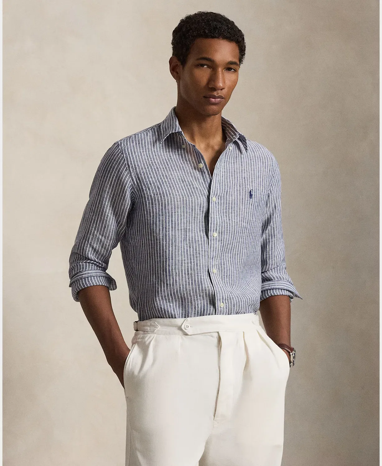 Мужская рубашка из льна Regular Fit Polo Ralph Lauren, Gris