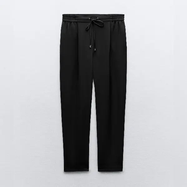 

Брюки Zara Cropped With Elasticated Waistband, черный