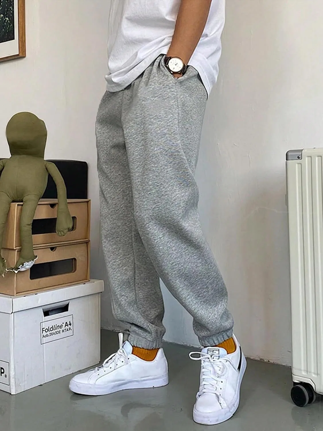 Мужские спортивные штаны на кулиске, Polyester, светло-серый — фото 3