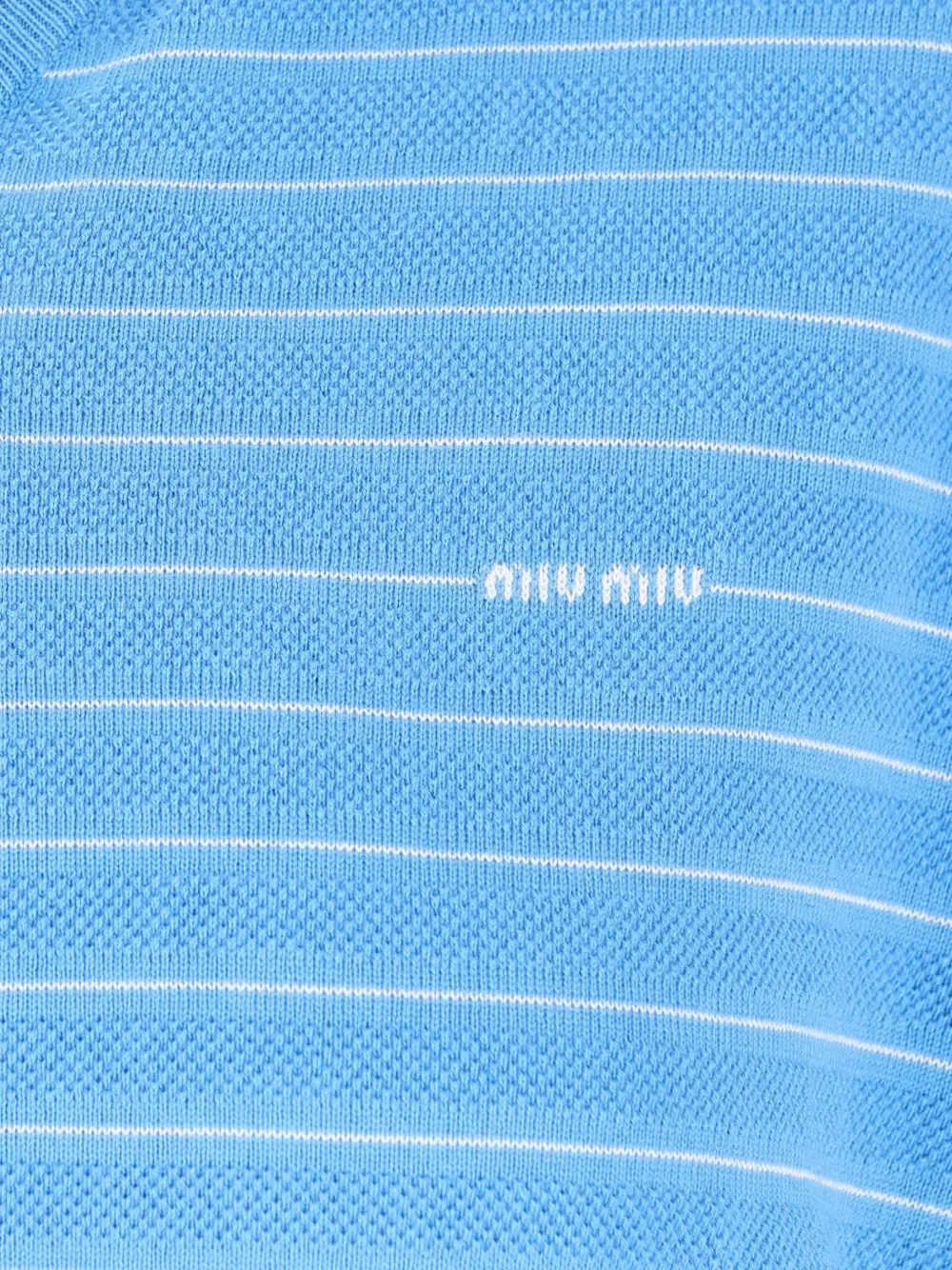 Полосатый свитер с V-образным вырезом Miu Miu, синий — фото 3