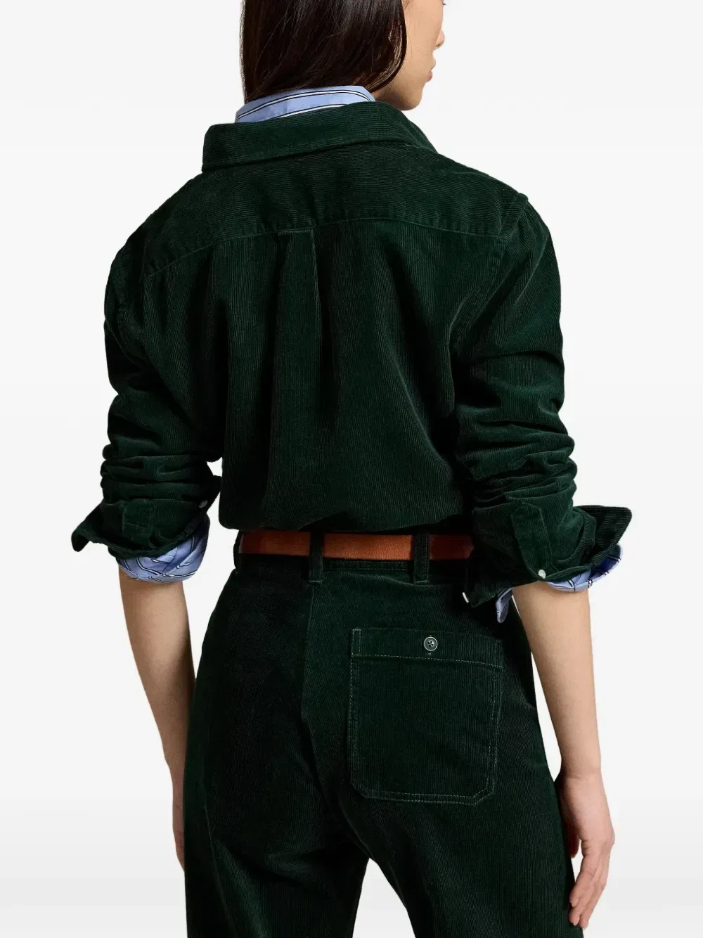 Вельветовая рубашка с вышивкой Pony Polo Ralph Lauren, зеленый — фото 4