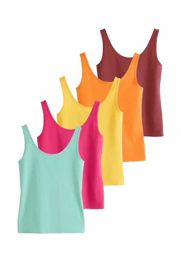 Топ с толстыми бретелями Petite fit, комплект 5 шт, Next, зеленый, Berry, розовый, оранжевый, желтый