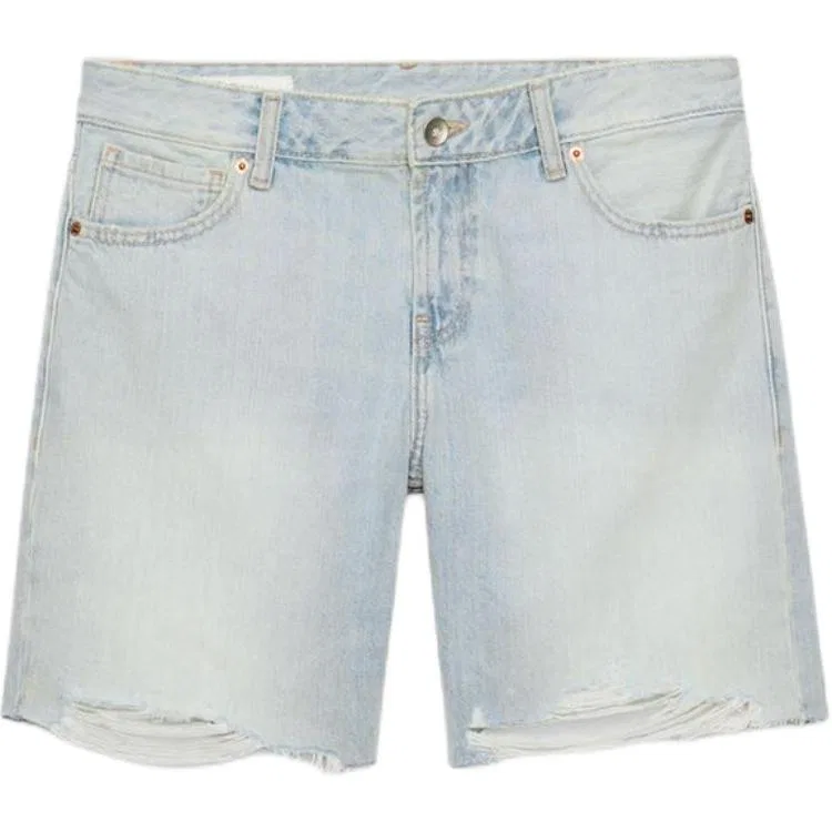 Женские джинсовые шорты прямого кроя Light Blue, ZARA