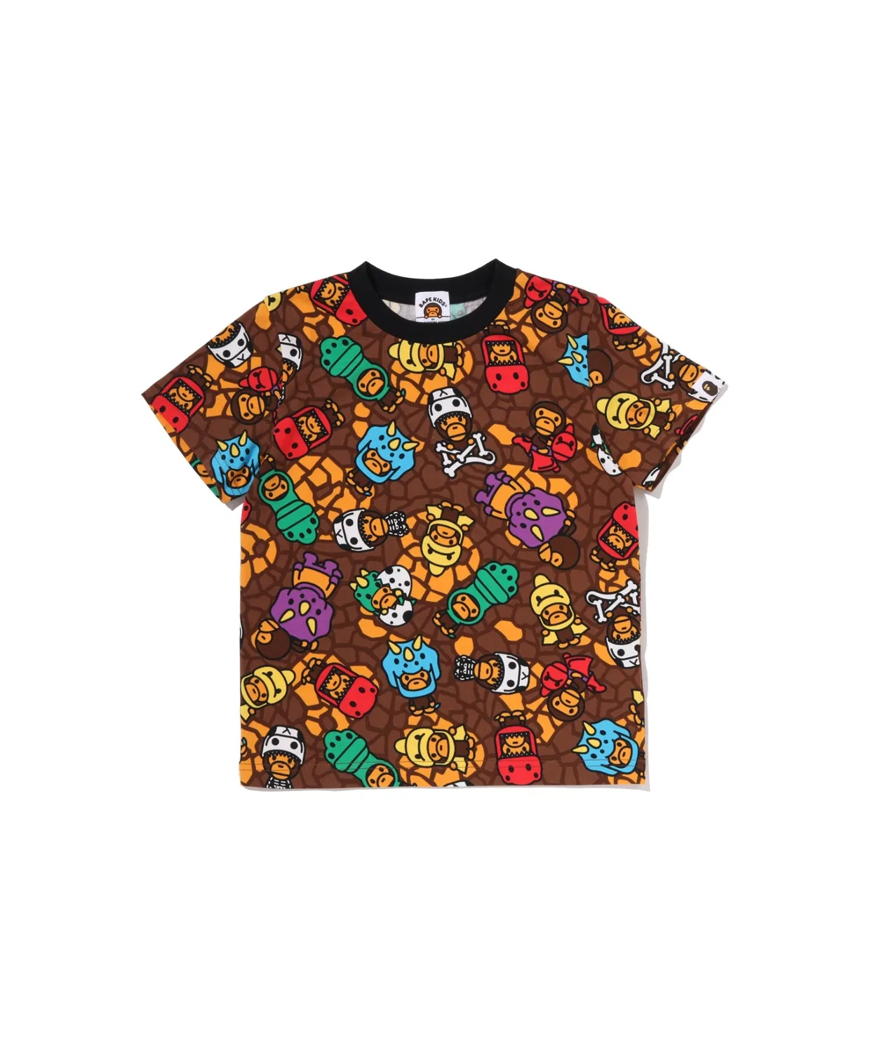 Детская футболка с принтом MILO MULTI DINOSAURS PATTERN A BATHING APE, Multicolor
