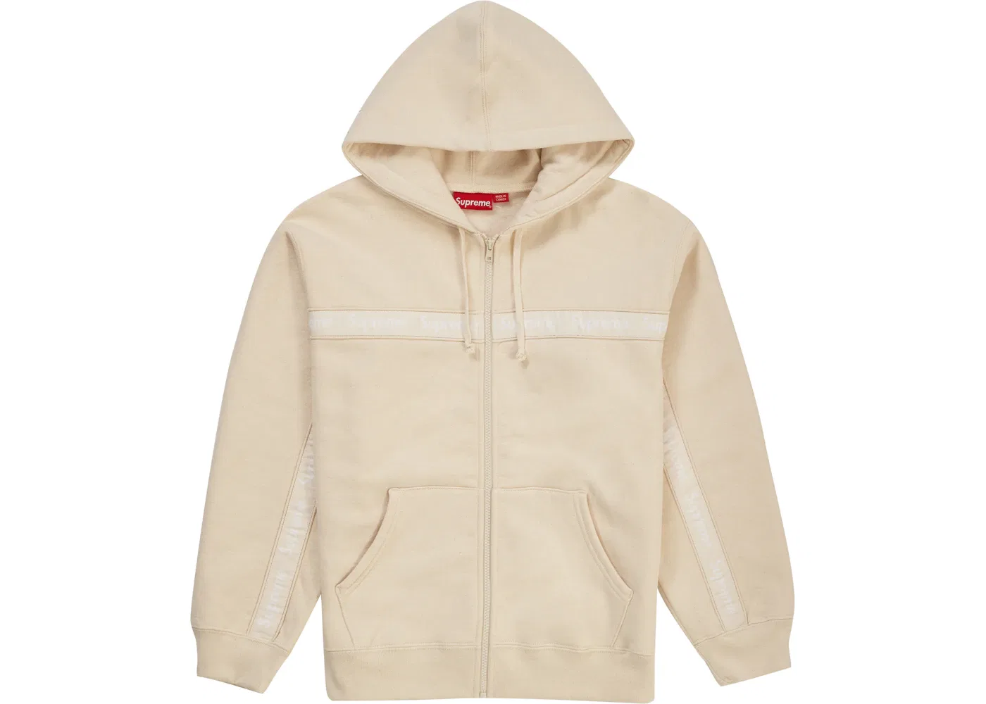 Мужской худи на молнии с принтом Supreme Hooded Sweatshirt, Natural