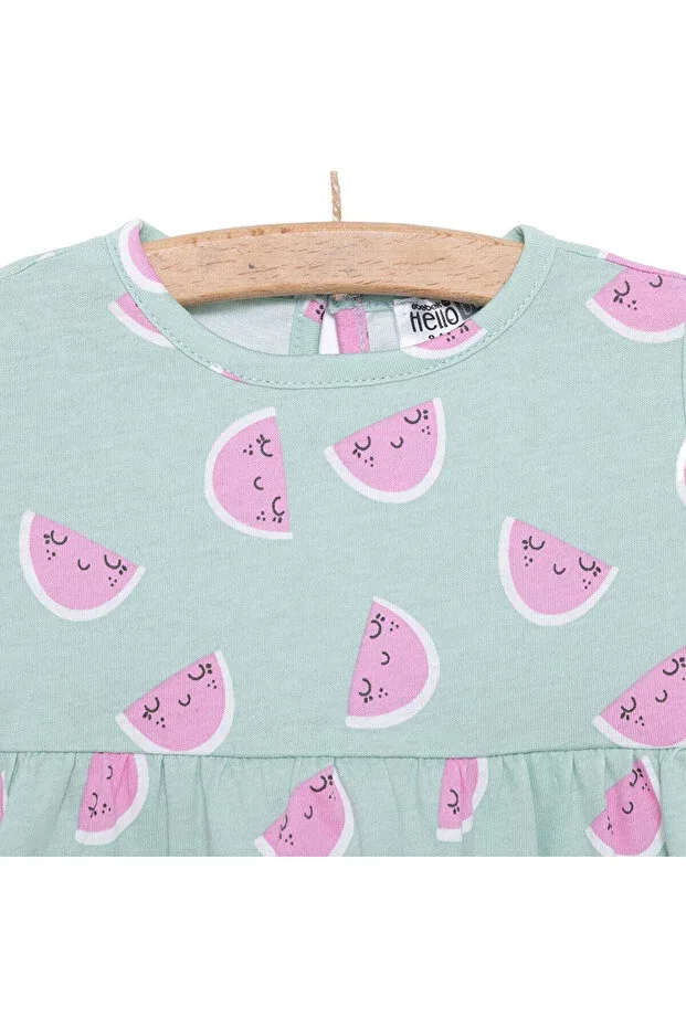 Детское платье для девочек хлопковое Ebebek Hello Baby, Dark Mint — фото 3