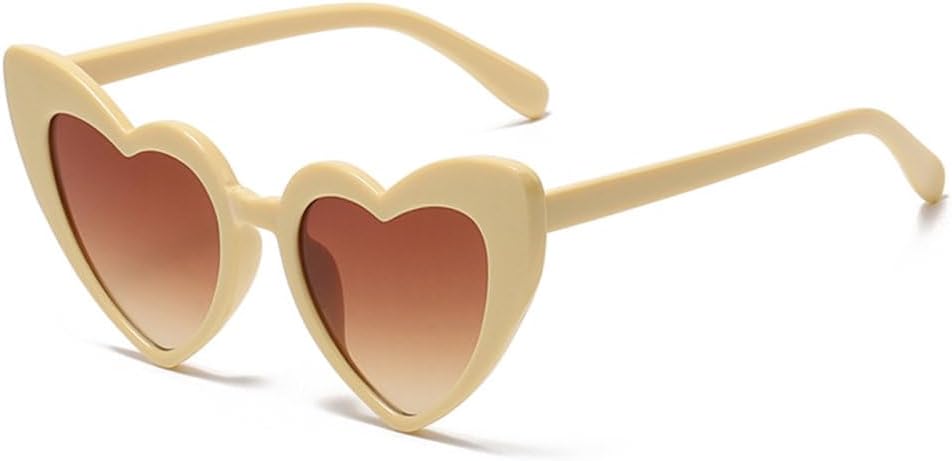 

Солнцезащитные очки в форме сердца для женщин, «кошачий глаз», женские солнцезащитные очки в стиле ретро, ​​черные с красным, мужские очки большого размера LVTFCO, Yellow Brown