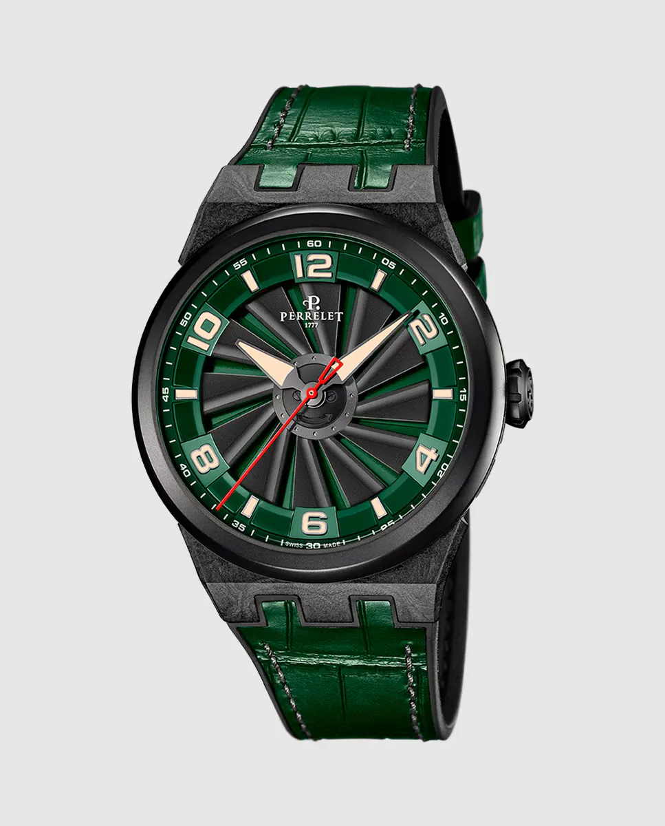 

A4065/4 Мужские часы Turbine Carbon из кожи Perrelet, зеленый