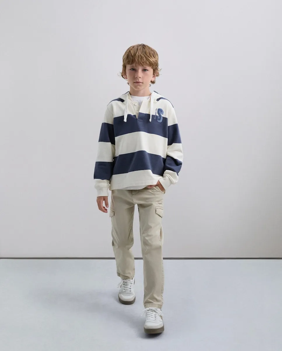 

Детская толстовка с регулируемым капюшоном и полосатым принтом Scalpers, синий