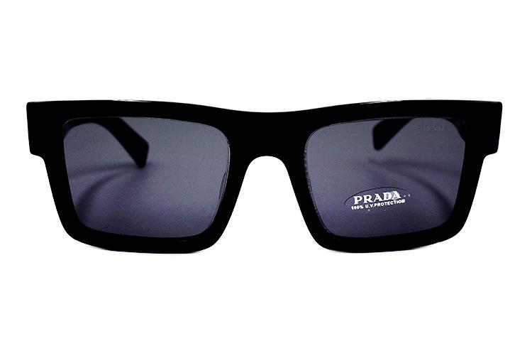 PRADA Пластиковая оправа квадратные солнцезащитные очки мужские, Black — фото 4