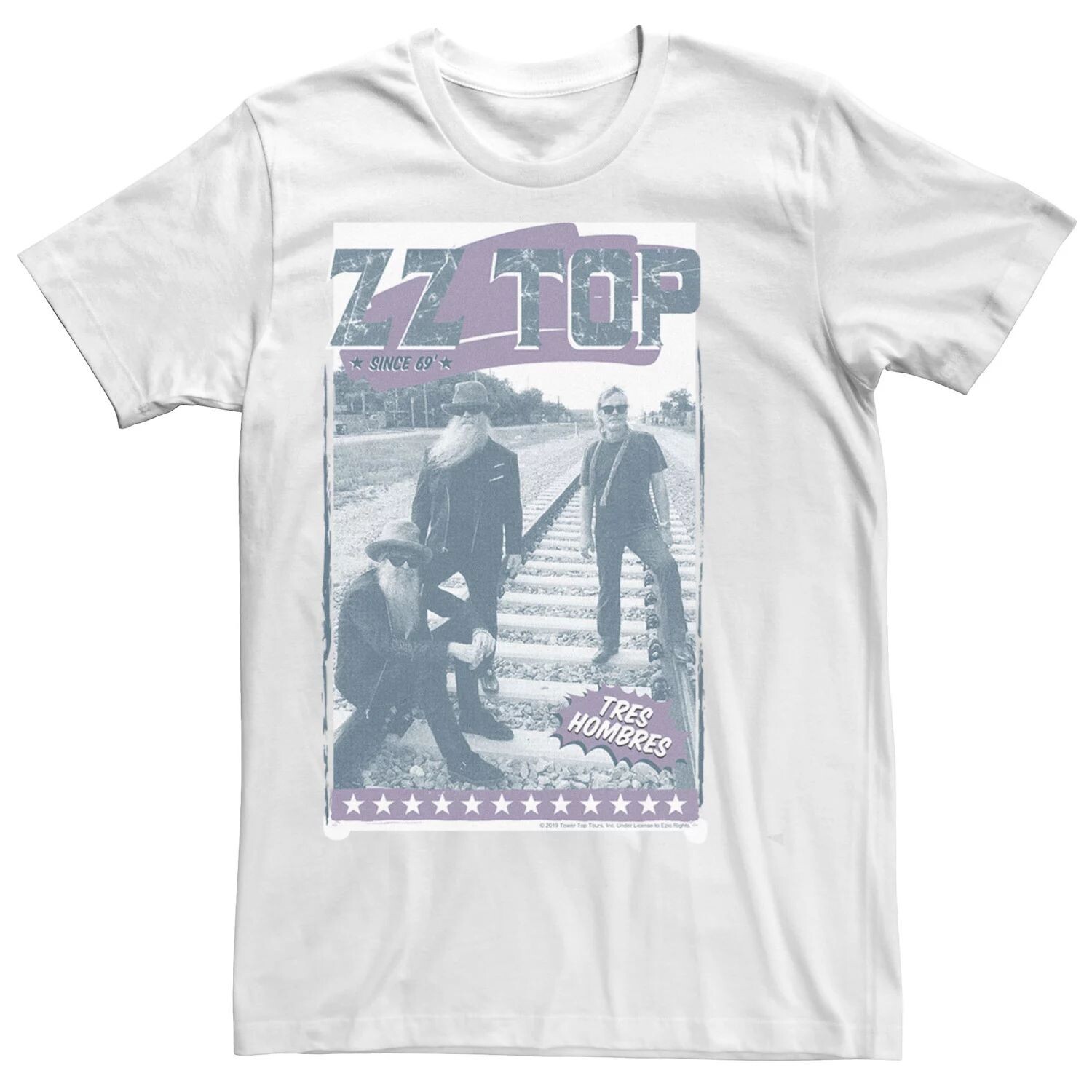 

Мужская футболка с длинными рукавами и графическим рисунком ZZ Top Tres Hombres Railroad Licensed Character