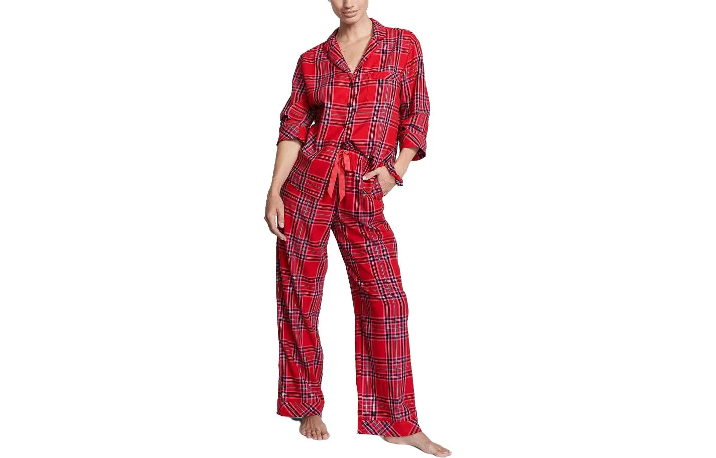 Пижамный комплект женский Victoria's Secret, Red Black Plaid