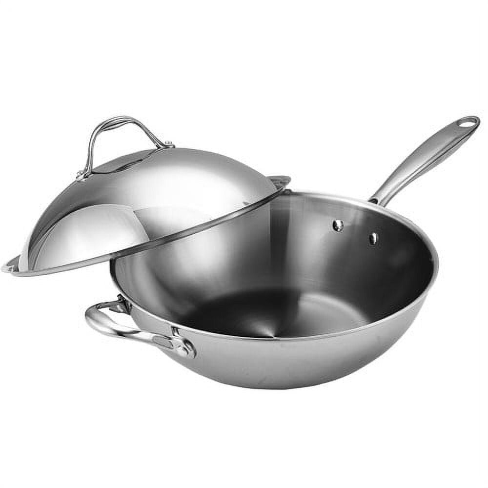 

Сковорода-вок из нержавеющей стали с высокой крышкой Cooks Standard 13 дюймов, серебристый