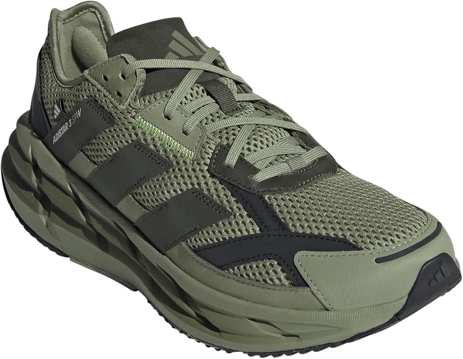 Мужские беговые кроссовки Adidas Adistar 3 Sportswear - зеленые, зеленый/черный — фото 2