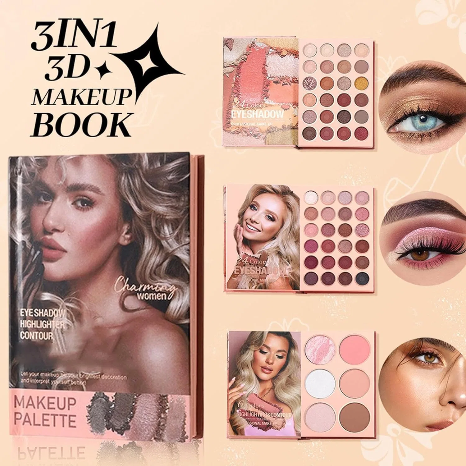 Палетка теней для век Shimmer Eye Shadow Palette, 54 цвета, матовые и шиммерные оттенки — фото 4
