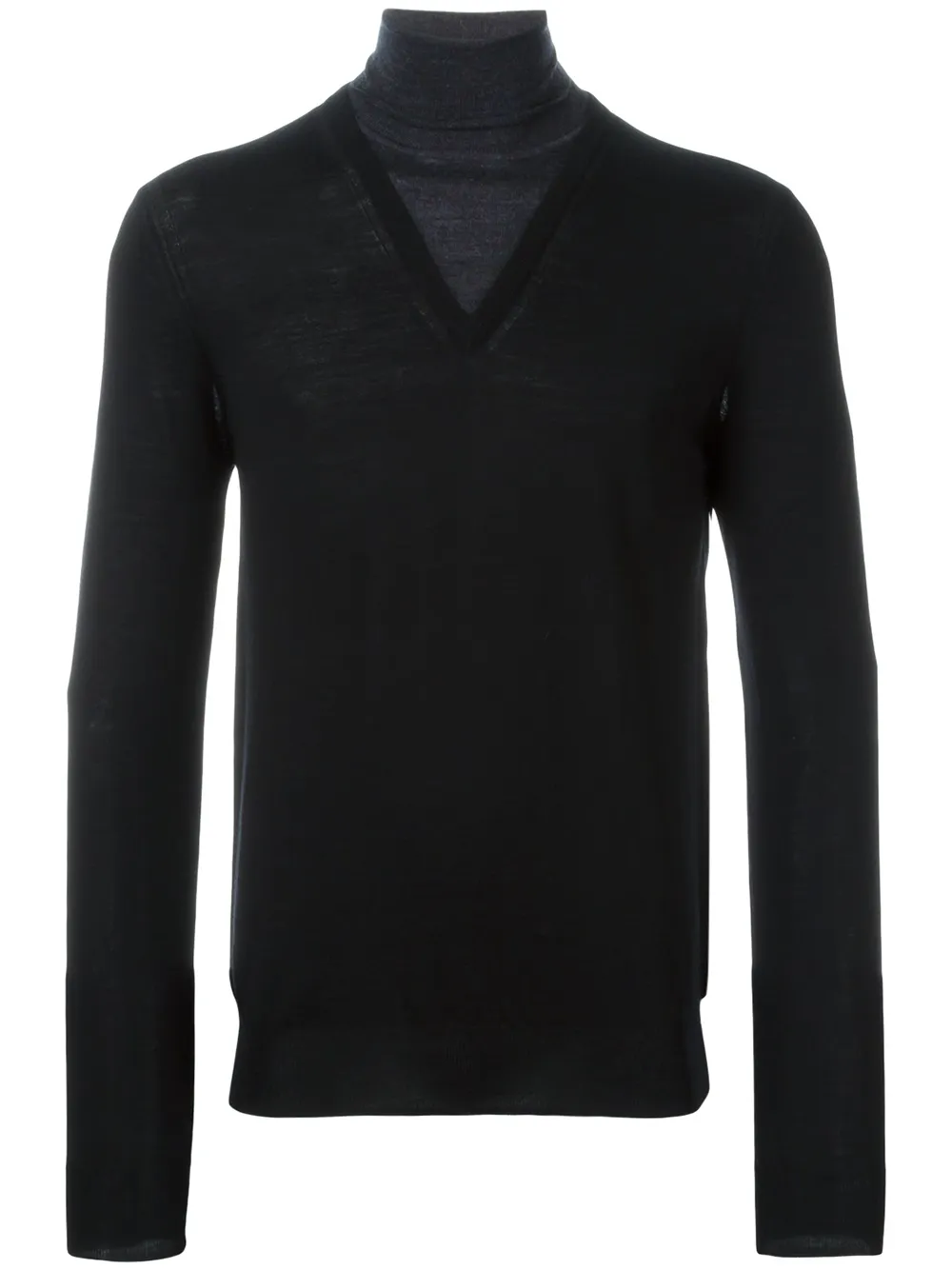 

Многослойный свитер с отворотной горловиной Paolo Pecora, черный