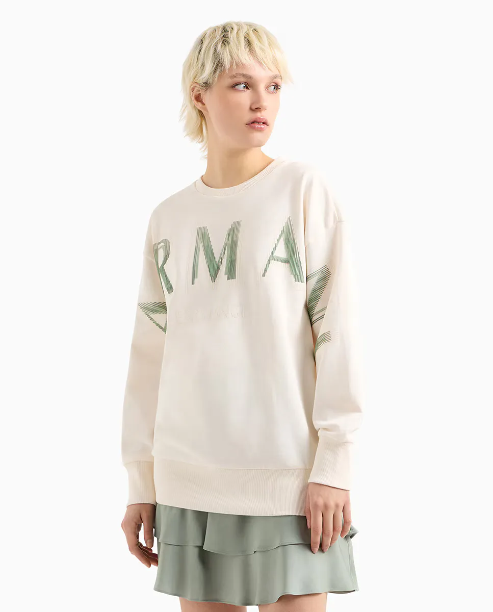

Женская макси-толстовка с логотипом Armani Exchange, цвет Crudo
