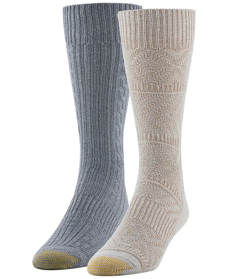 

Мужские носки с усиленным носком и текстурой шеврон, комплект из 2 пар Gold Toe, Grey/Beige