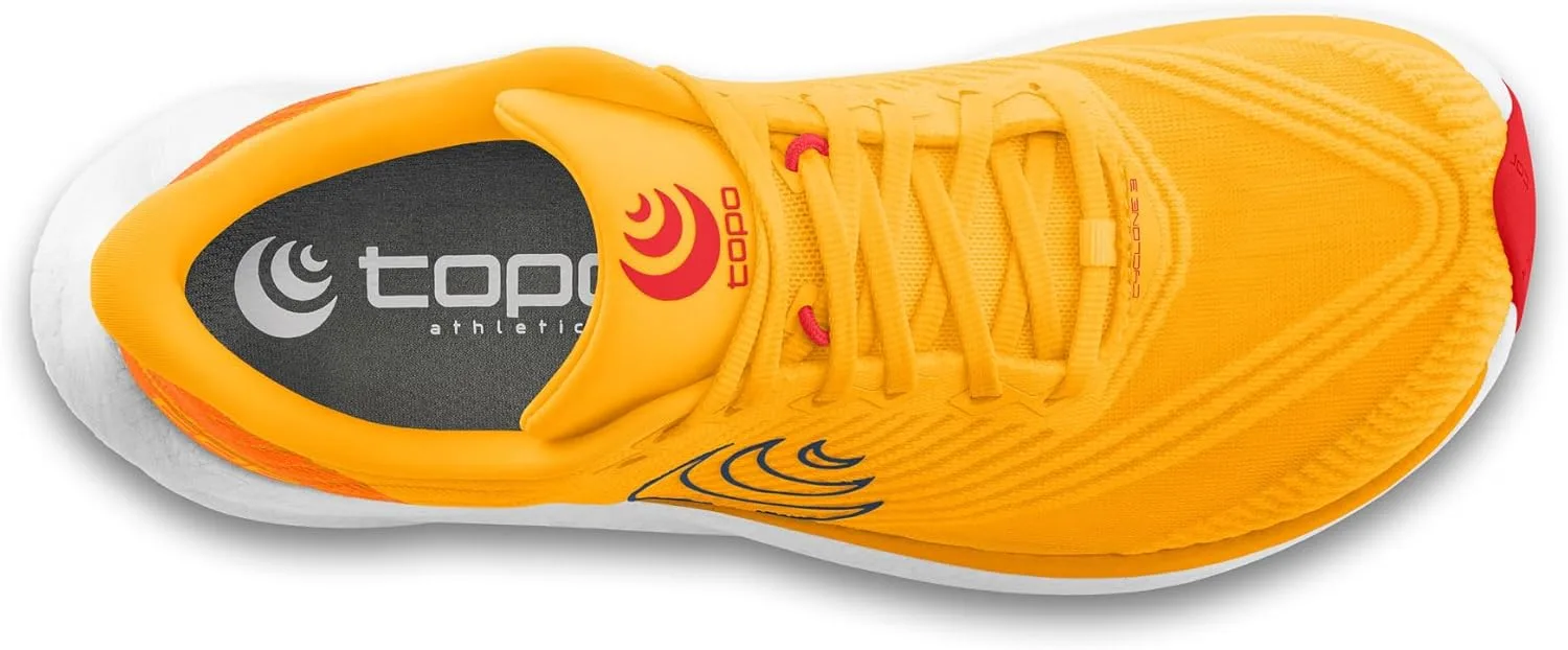 Мужские беговые кроссовки Topo Athletic Cyclone 3: легкие и удобные, с высокой платформой 5 мм для ходьбы по улице, синий/оранжевый — фото 4
