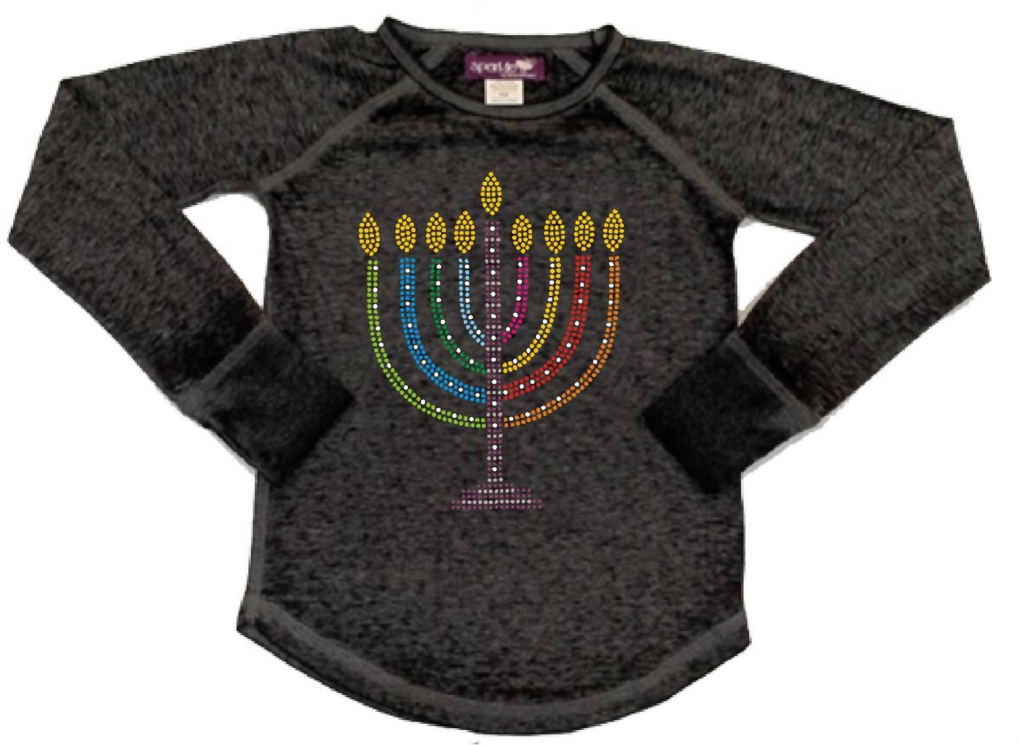

Футболка с длинным рукавом Menorah для девочек серого цвета Sparkle by Stoopher