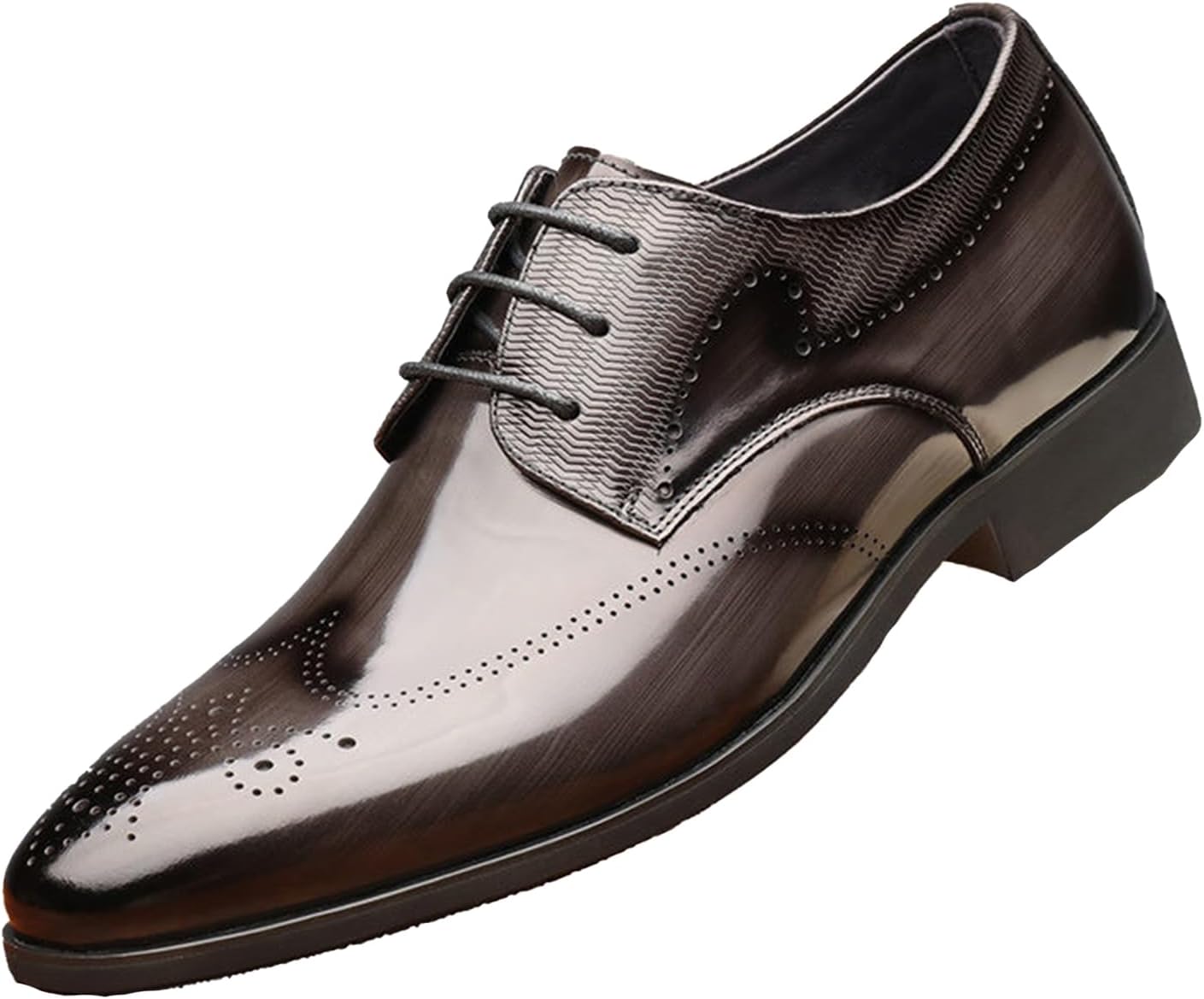 

Мужские классические туфли Оксфорд с шнуровкой, модные броги с перфорацией и крыльями, формальные деловые дерби для мужчин Abborora, серый