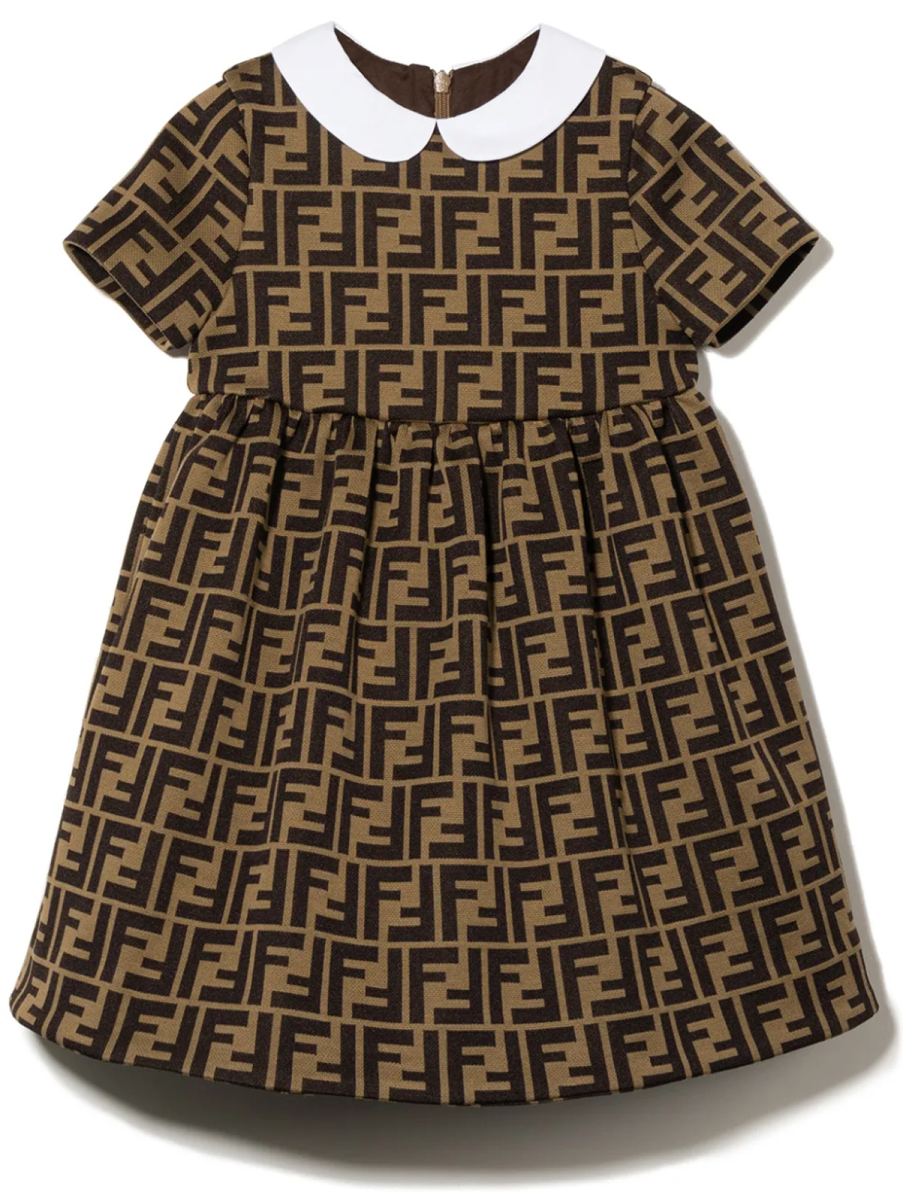 

Платье с короткими рукавами и логотипом FF Fendi Kids, коричневый