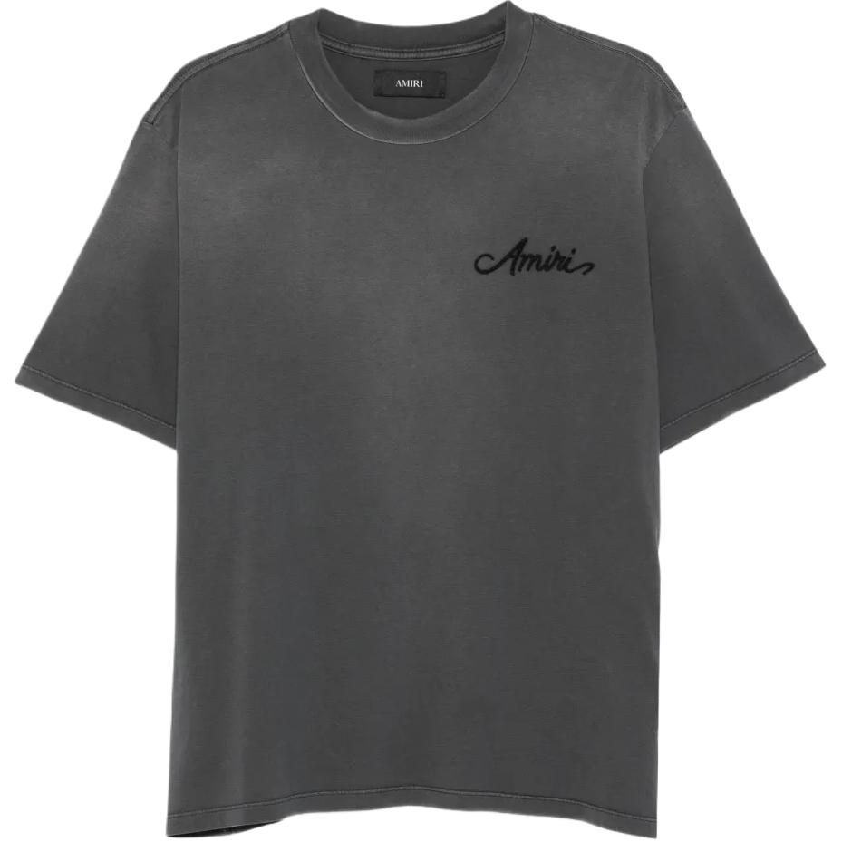 

Вышитая хлопковая футболка Amiri, charcoal серый