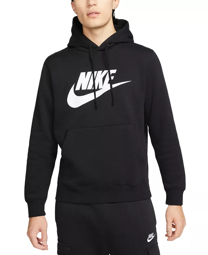 

Мужской спортивный худи с принтом Club Fleece Nike, черный