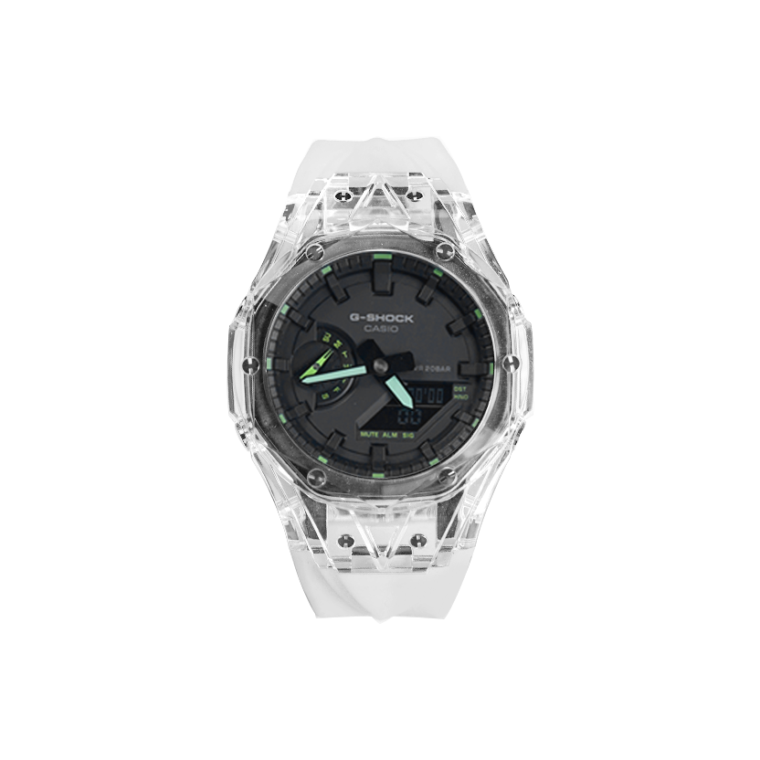 

CASIO Часы Unisex Liquid Crystal/Analog Dual Display Series Black Watch, Hublot Armor Green White Strap